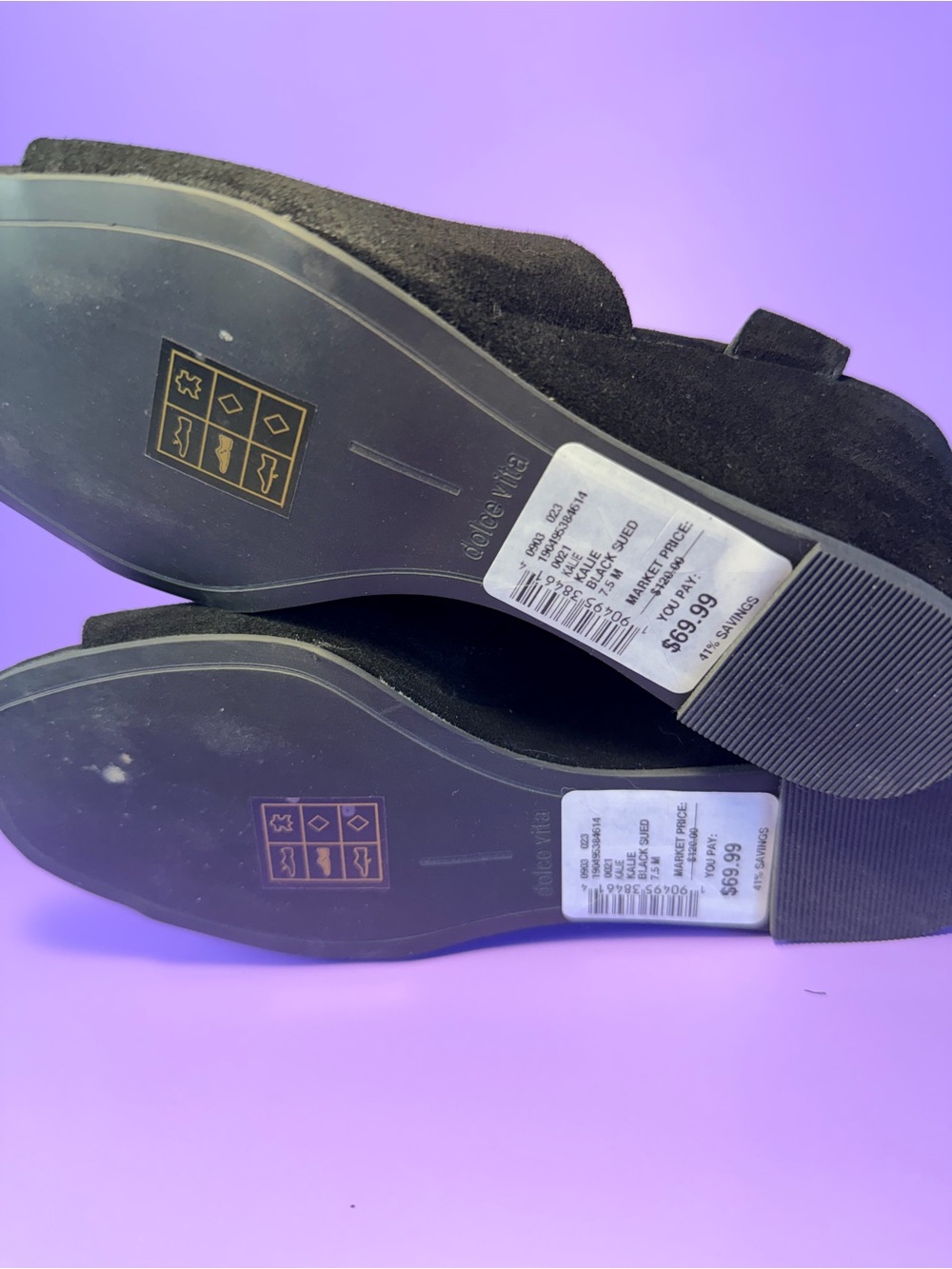 Dolce Vita Black Suede Peep-Toe Wedge Sandals with Ankle Strap - Picture 5 of 6